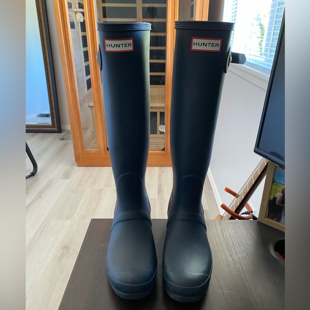 Hunter rain boots black matte